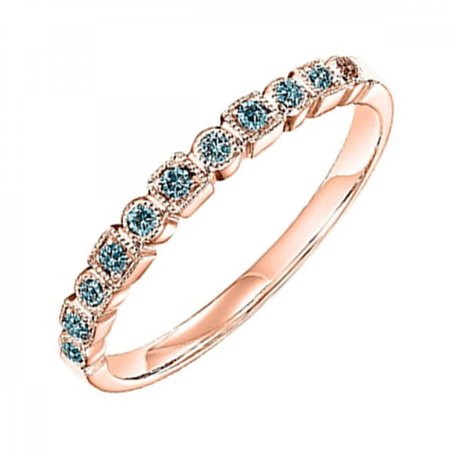 10KT Blue Round Diamond (1/10CTW) Ring- Available in Rose, Yellow and White Gold