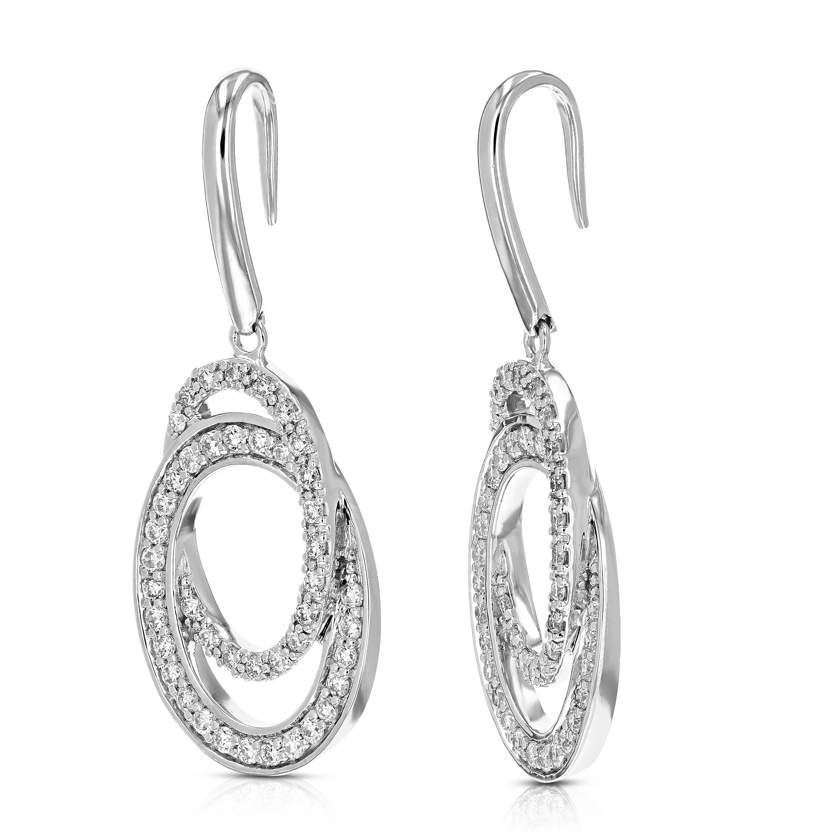 1/2 cttw Round Cut Lab Grown Diamond Dangle Earring in .925 Sterling Silver Prong Set 1 Inch