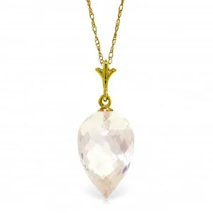 12.25 Carat 14K Solid Yellow Gold Necklace Pointy Briolette Drop White Topaz