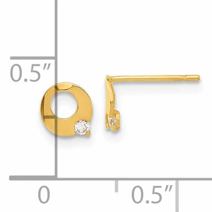 14k Madi K CZ Childrens Circle Post Earrings