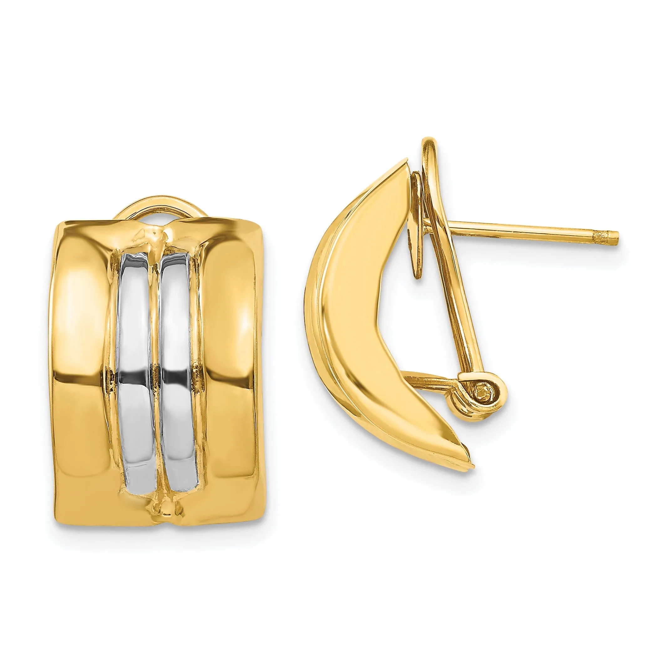 14k Two-tone Gold Omega Post Earrings