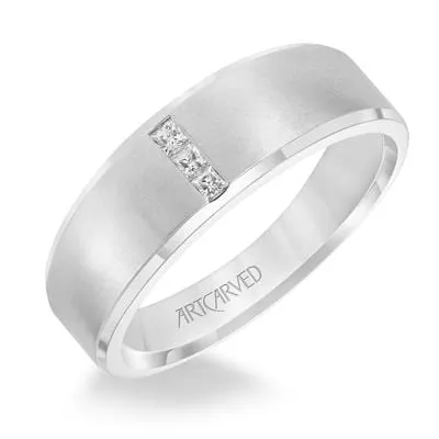 14K White Gold 3 Princess Cut Diamond Ring