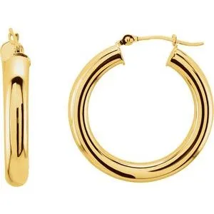 14K Yellow Tube 20 mm Hoop Earrings