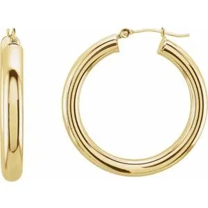14K Yellow Tube 20 mm Hoop Earrings