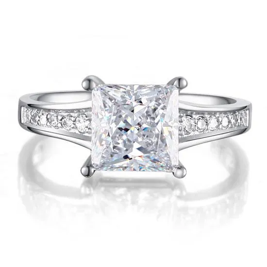 1.5 Ct Princes Cut 925 Sterling Silver Wedding Promise Engagement Ring