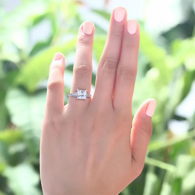 1.5 Ct Princes Cut 925 Sterling Silver Wedding Promise Engagement Ring