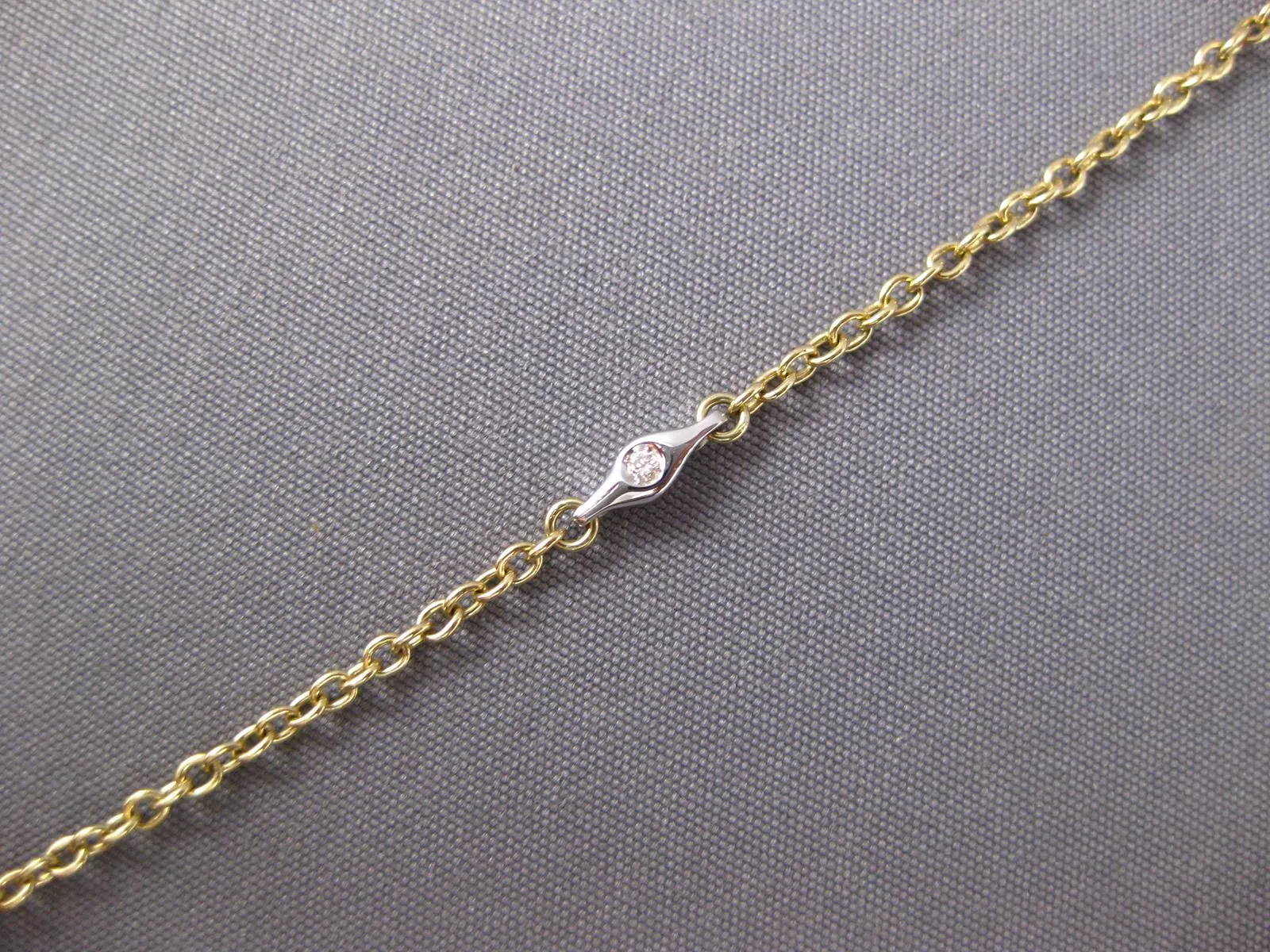 2.05CT DIAMOND & AAA BLUE TOPAZ 14KT 2 TONE GOLD TEAR DROP BY THE YARD NECKLACE