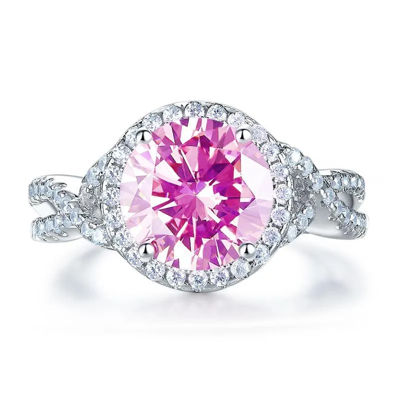 3 Carat Fancy Pink Simulated Diamond 925 Sterling Silver Wedding Engagement Luxury Ring Promise Anniversary