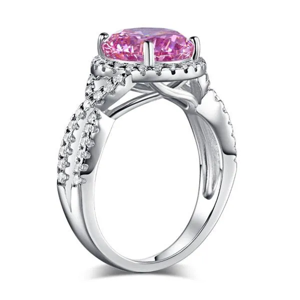 3 Carat Fancy Pink Simulated Diamond 925 Sterling Silver Wedding Engagement Luxury Ring Promise Anniversary
