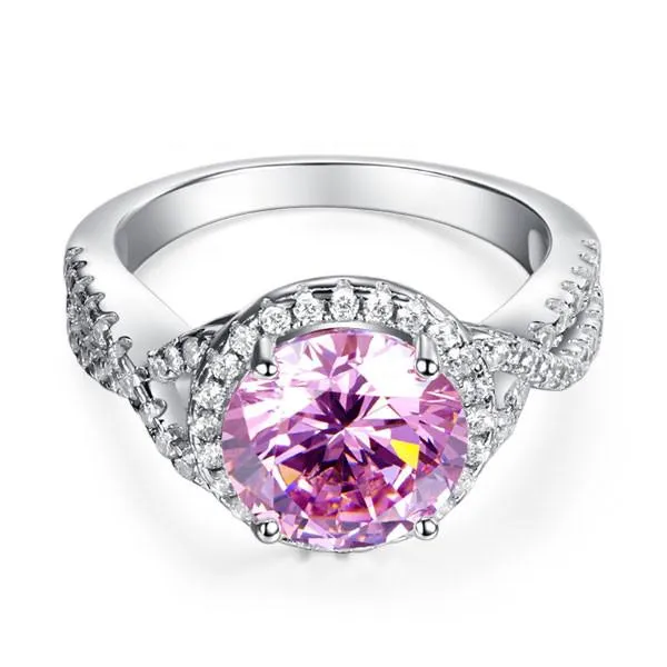 3 Carat Fancy Pink Simulated Diamond 925 Sterling Silver Wedding Engagement Luxury Ring Promise Anniversary