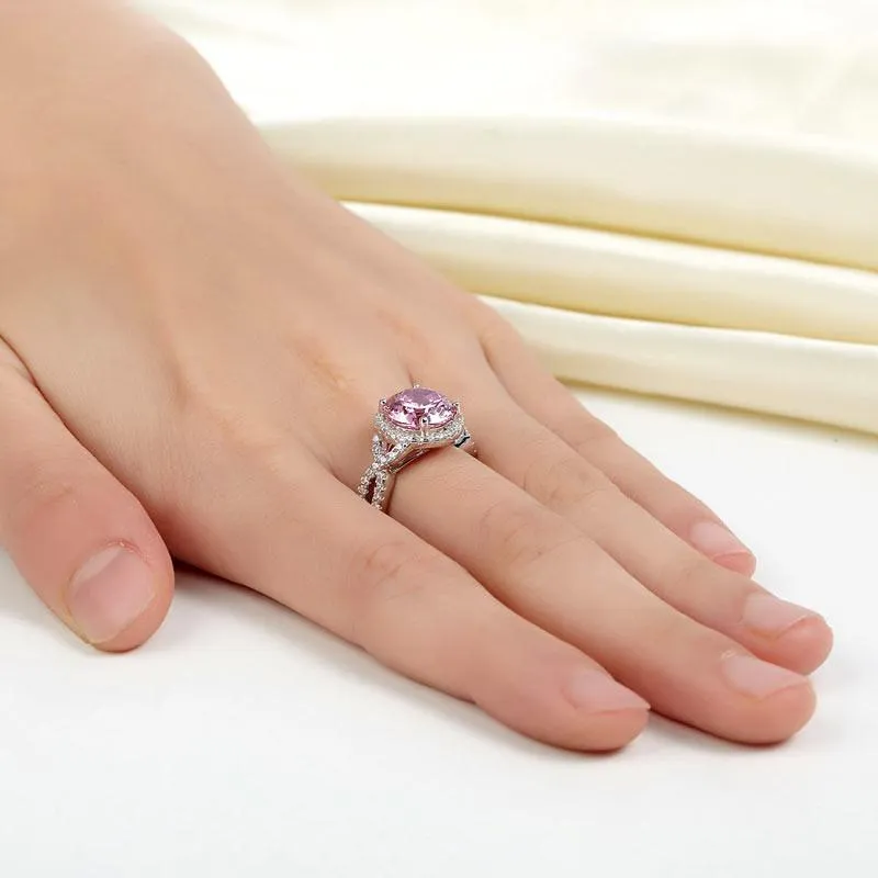 3 Carat Fancy Pink Simulated Diamond 925 Sterling Silver Wedding Engagement Luxury Ring Promise Anniversary