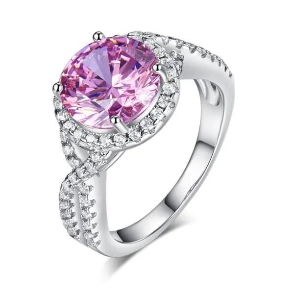3 Carat Fancy Pink Simulated Diamond 925 Sterling Silver Wedding Engagement Luxury Ring Promise Anniversary
