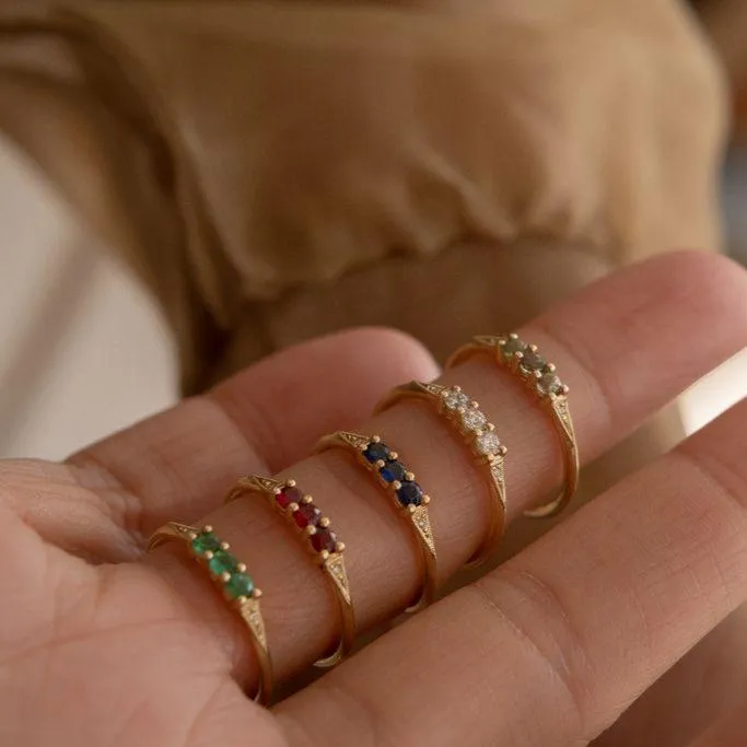 3 Ruby Deco Ring (ready to ship option)*