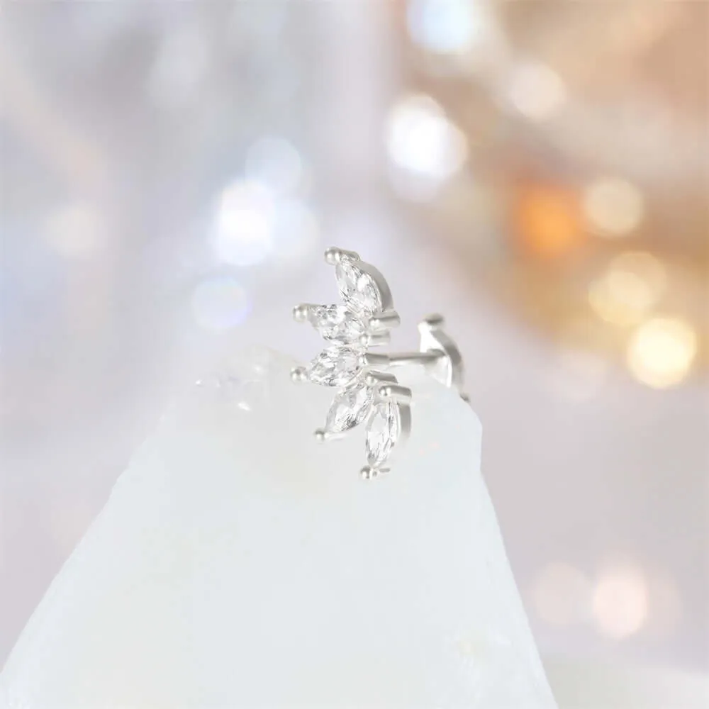 925 Silver Multi Rhombus CZ Diamond Front And Back Earrings