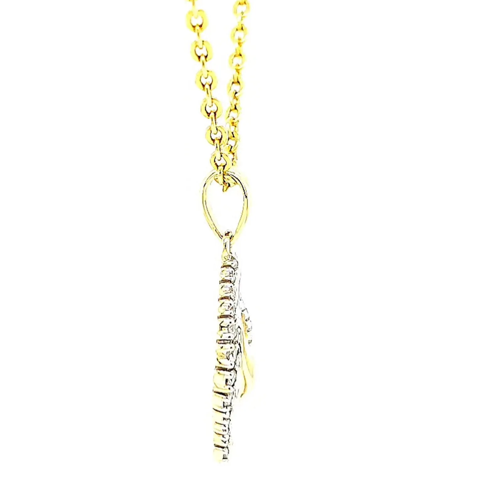 9ct Two Tone Gold with 0.10 Carat tw of Diamond Pendant