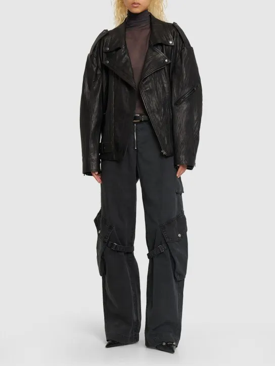 Acne Studios   Oversized leather biker jacket 