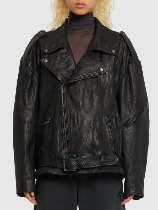Acne Studios   Oversized leather biker jacket 