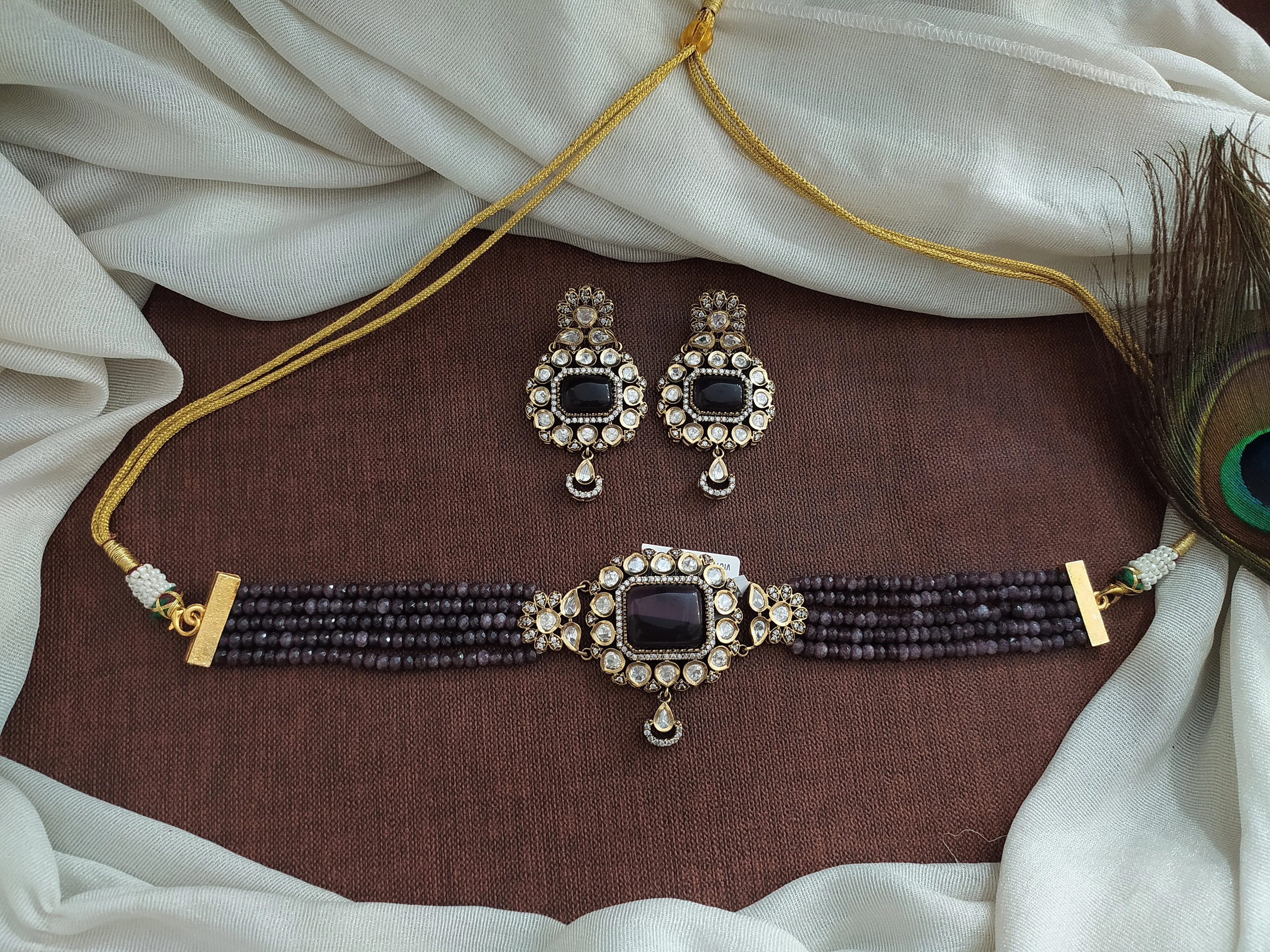 Amazing Center Stone Pendant Victorian Choker Set