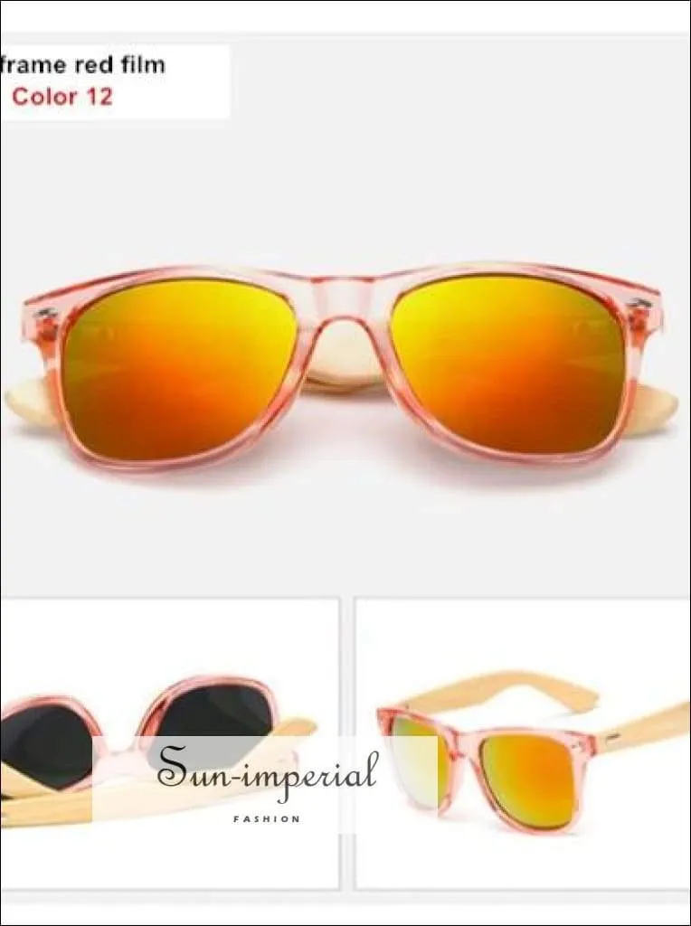 Bamboo Sunglasses Unisex Travel Sunglasses Vintage Wooden Leg Fashion Eyeglasses - Blue Frame Blue