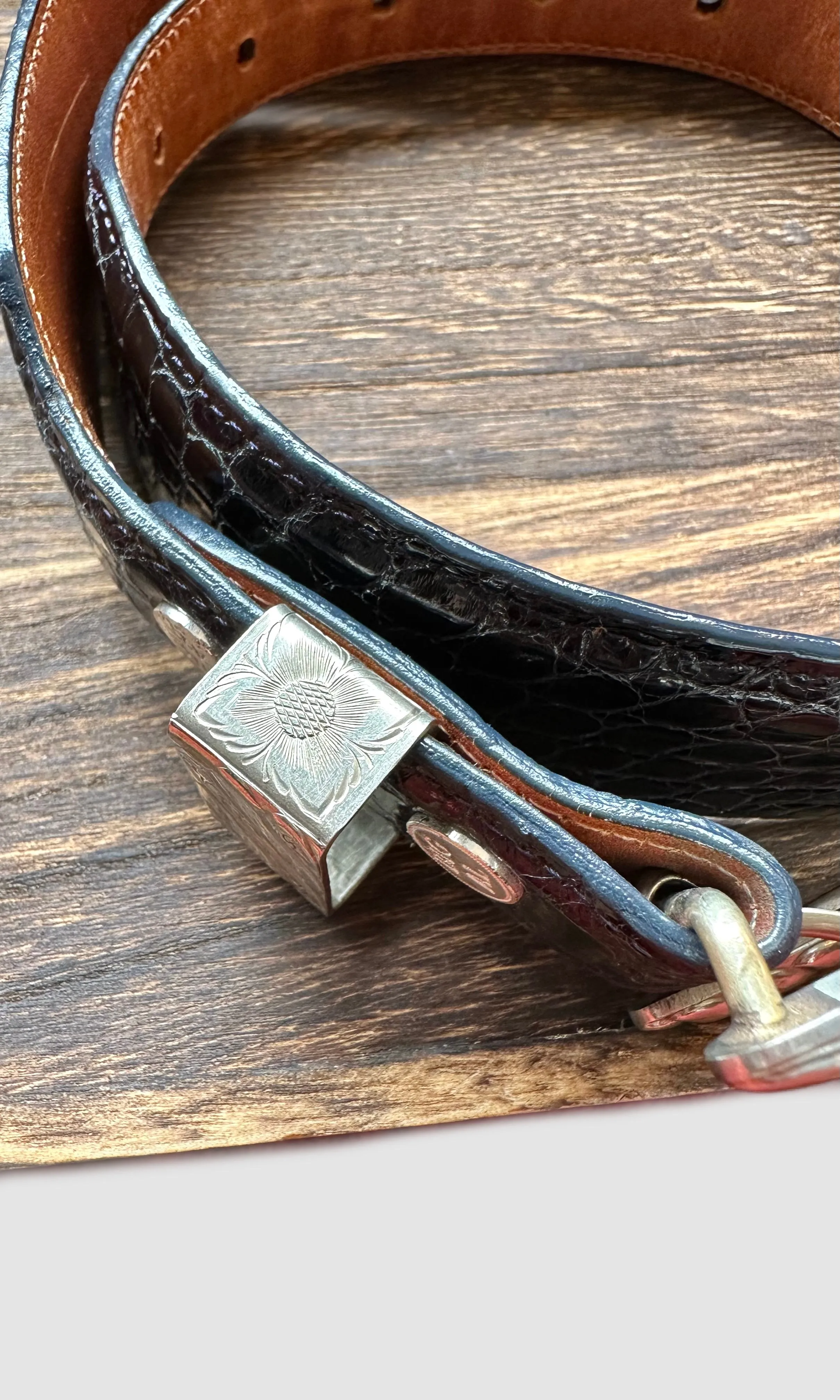 BIG AL Genuine American Alligator Vintage Belt • Size Small