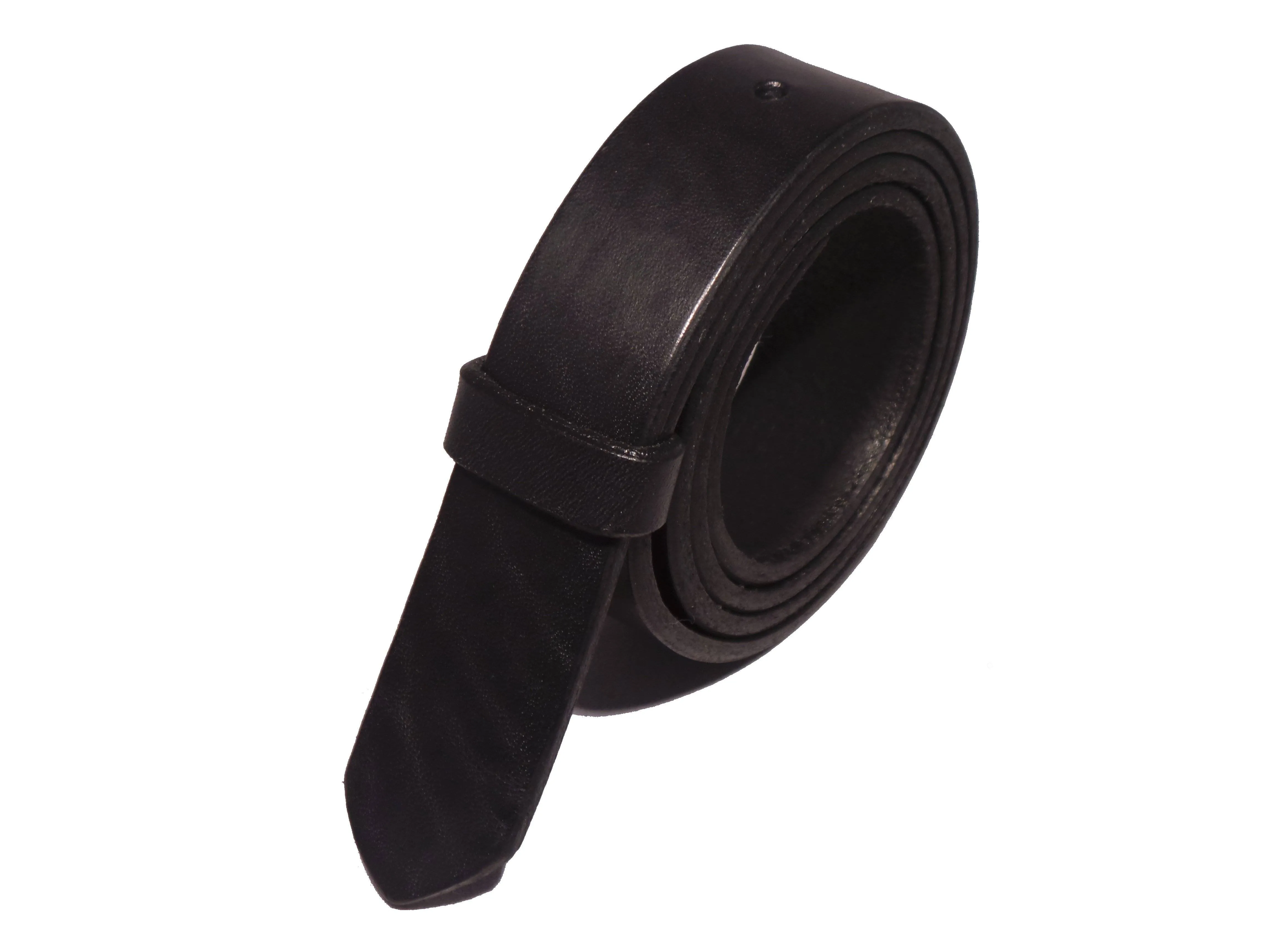 Blank Black Leather Belt Strap 1 1/8 Inch 28mm Wide Squared End