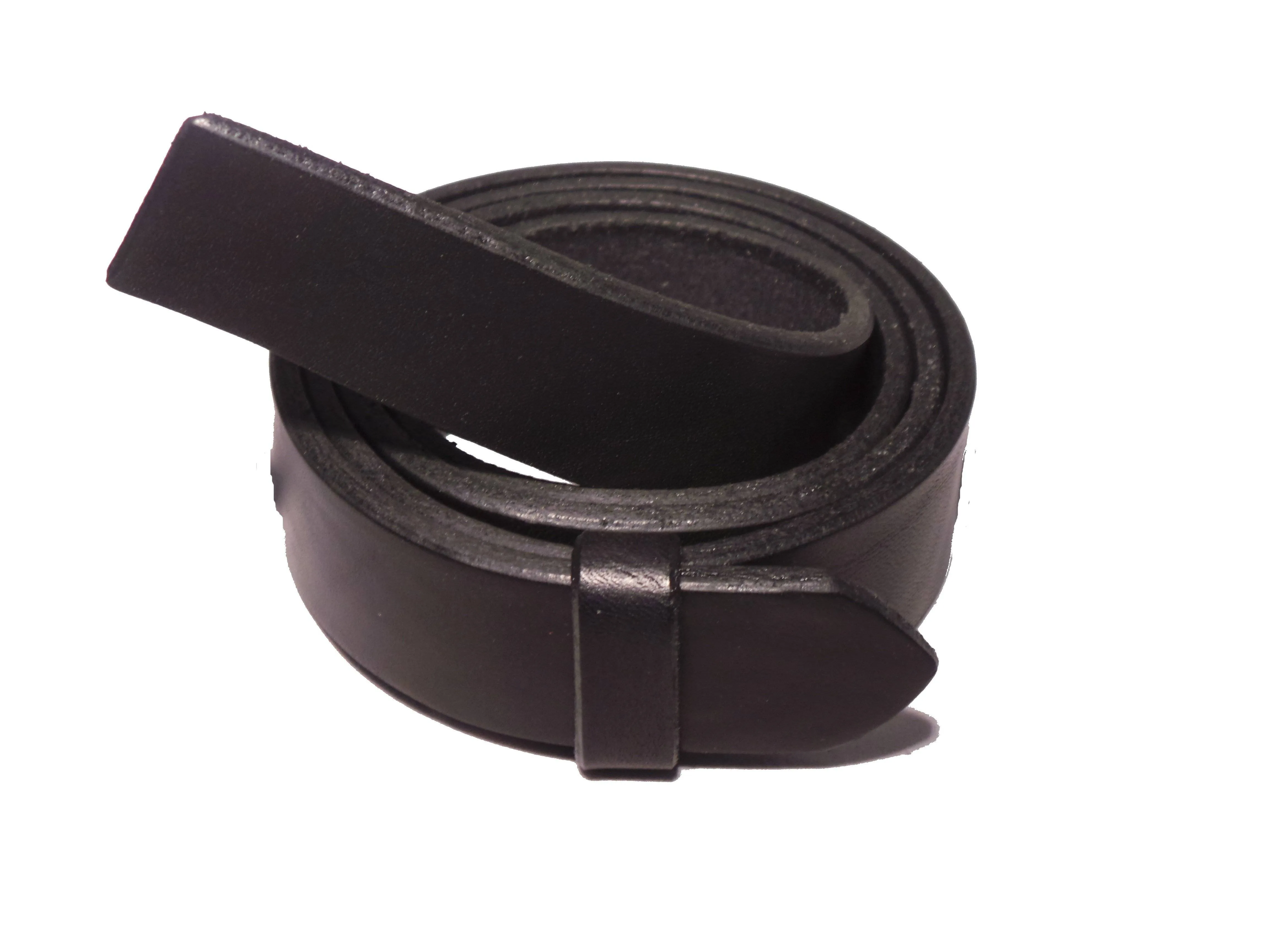 Blank Black Leather Belt Strap 1 1/8 Inch 28mm Wide Squared End