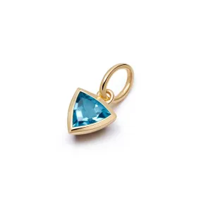 Blue Topaz December Birthstone Charm Pendant 18ct Gold Plate
