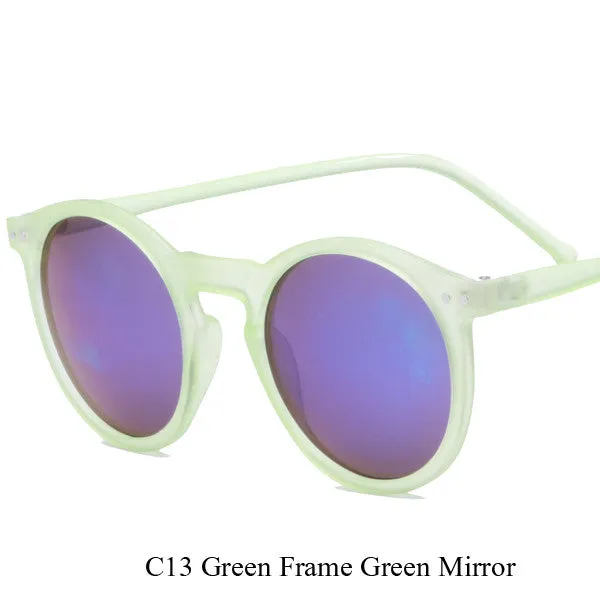Brand Designer Ellipse Shape Multiple Color Reflective Sunglasses Women Vintage Keyhole Mirror Glasses