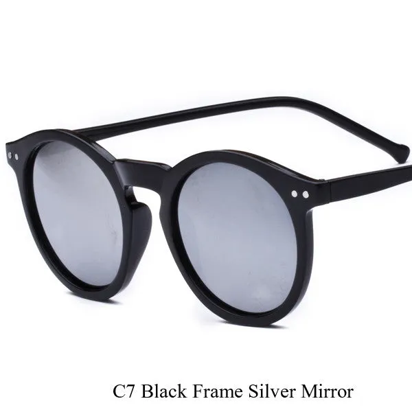 Brand Designer Ellipse Shape Multiple Color Reflective Sunglasses Women Vintage Keyhole Mirror Glasses