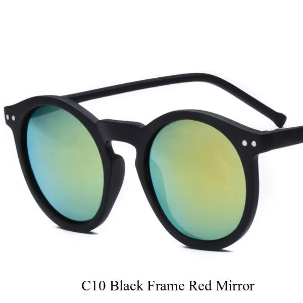 Brand Designer Ellipse Shape Multiple Color Reflective Sunglasses Women Vintage Keyhole Mirror Glasses