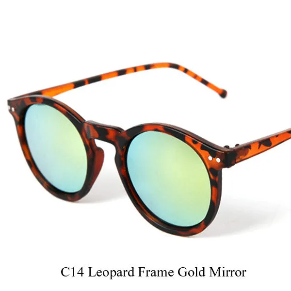 Brand Designer Ellipse Shape Multiple Color Reflective Sunglasses Women Vintage Keyhole Mirror Glasses