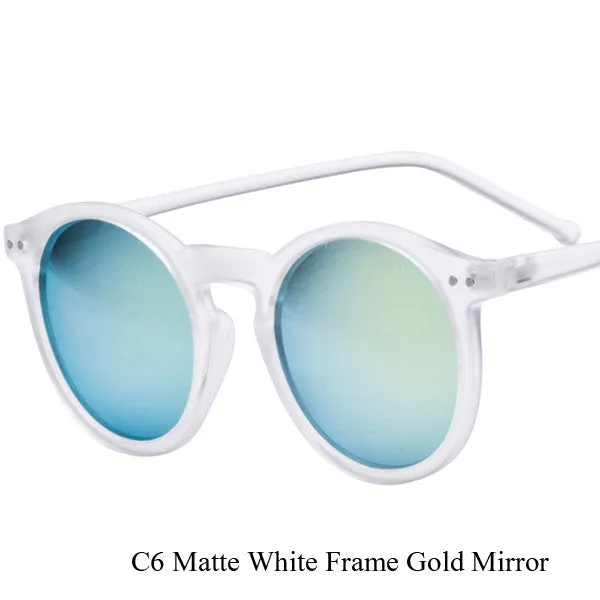 Brand Designer Ellipse Shape Multiple Color Reflective Sunglasses Women Vintage Keyhole Mirror Glasses