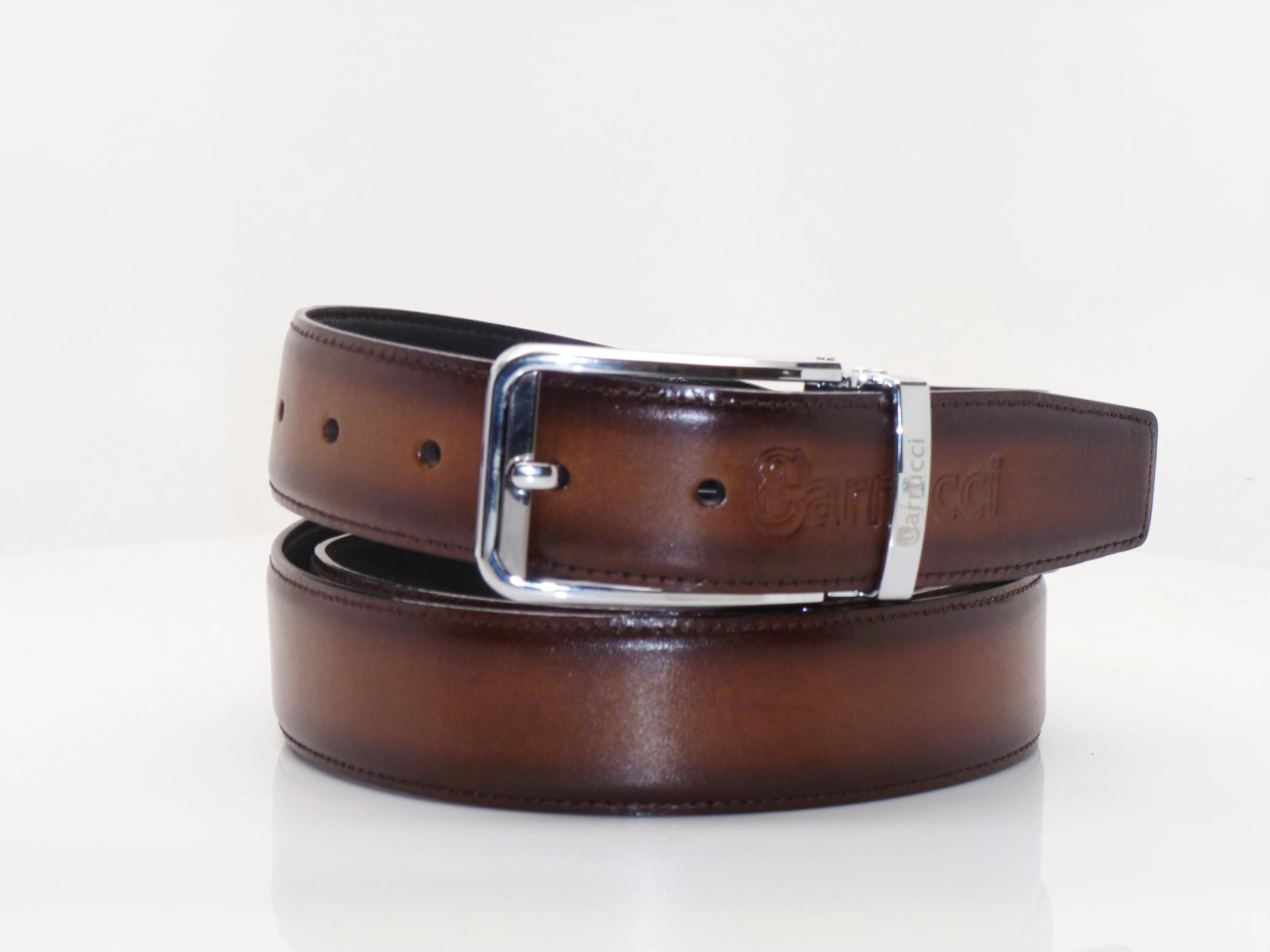 Burnished Calfskin Belt Brown
