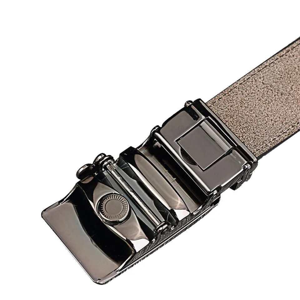 Casual Leather Belt Auto Locking Buckle Black