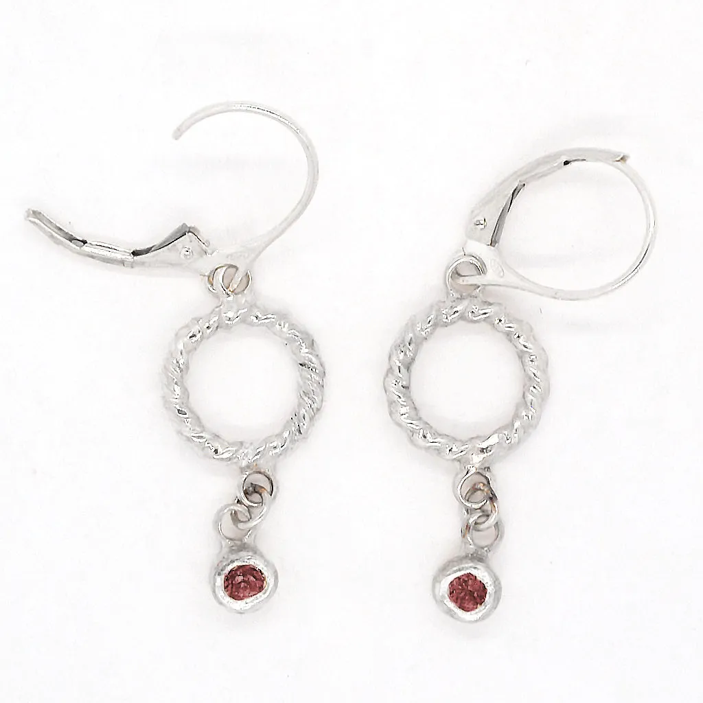 Dangle Garnet Twisted earrings