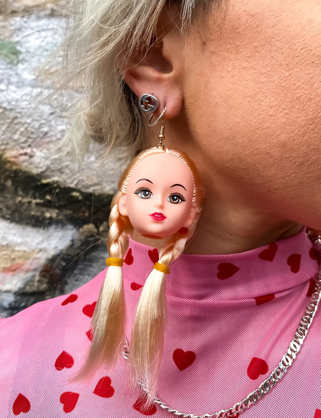DOLL HEAD EARRINGS - PLAITS