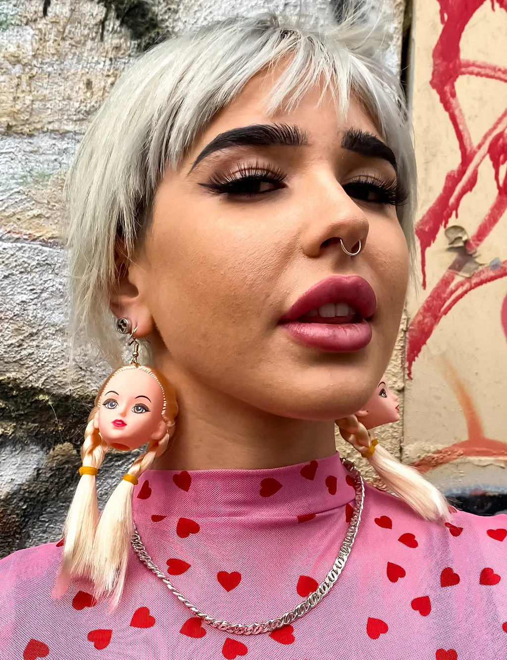 DOLL HEAD EARRINGS - PLAITS