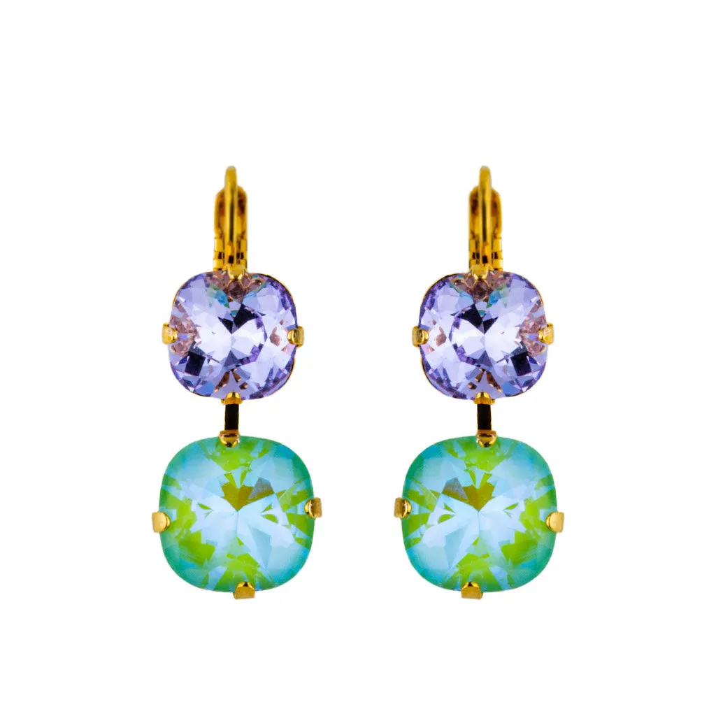 Double Cushion Cut Leverback Earrings in "Mint Chip" *Custom*
