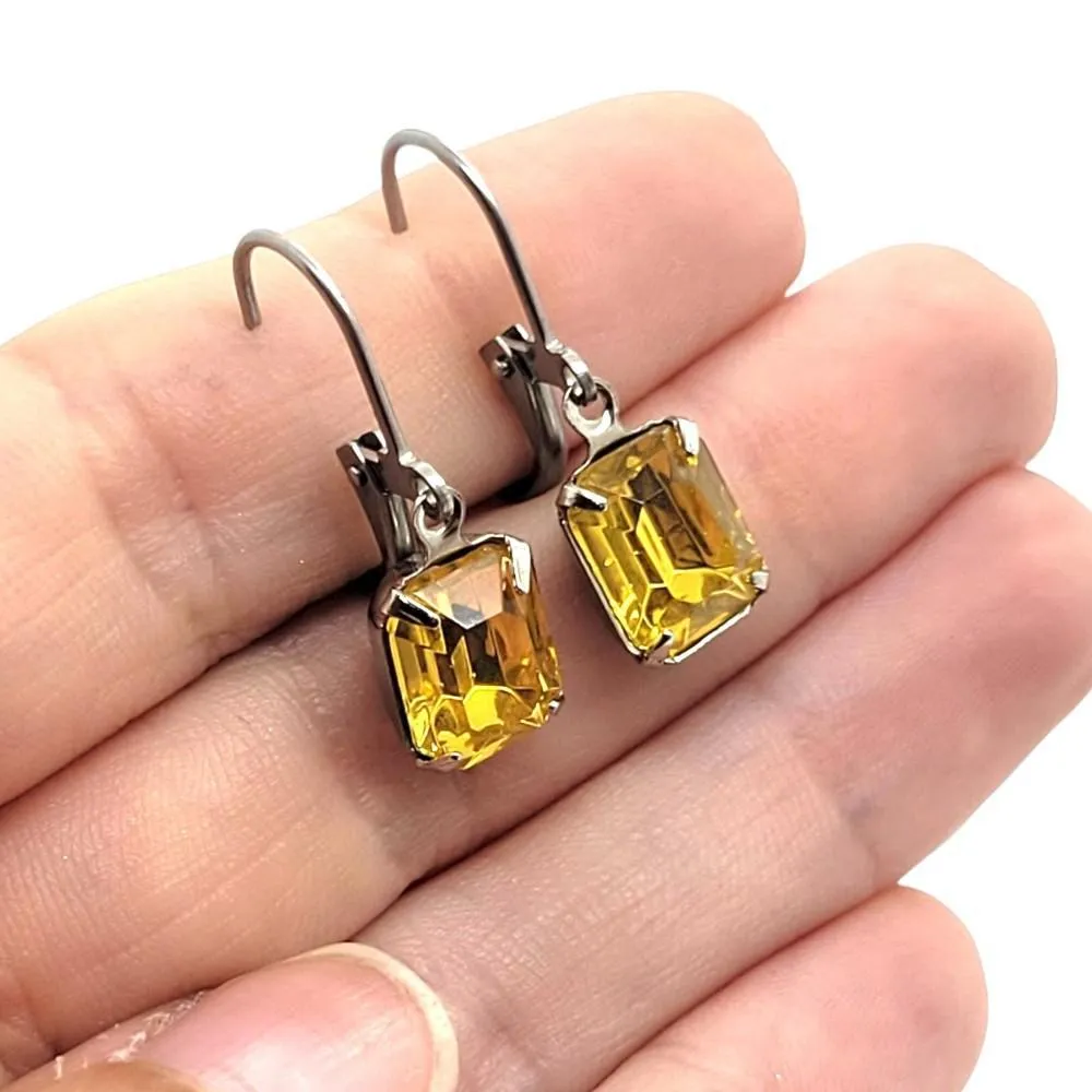 Earrings - Oranges and Yellows - Steel Vintage Rhinestone Dangles (Assorted Styles) by Christine Stoll | Altered Relics