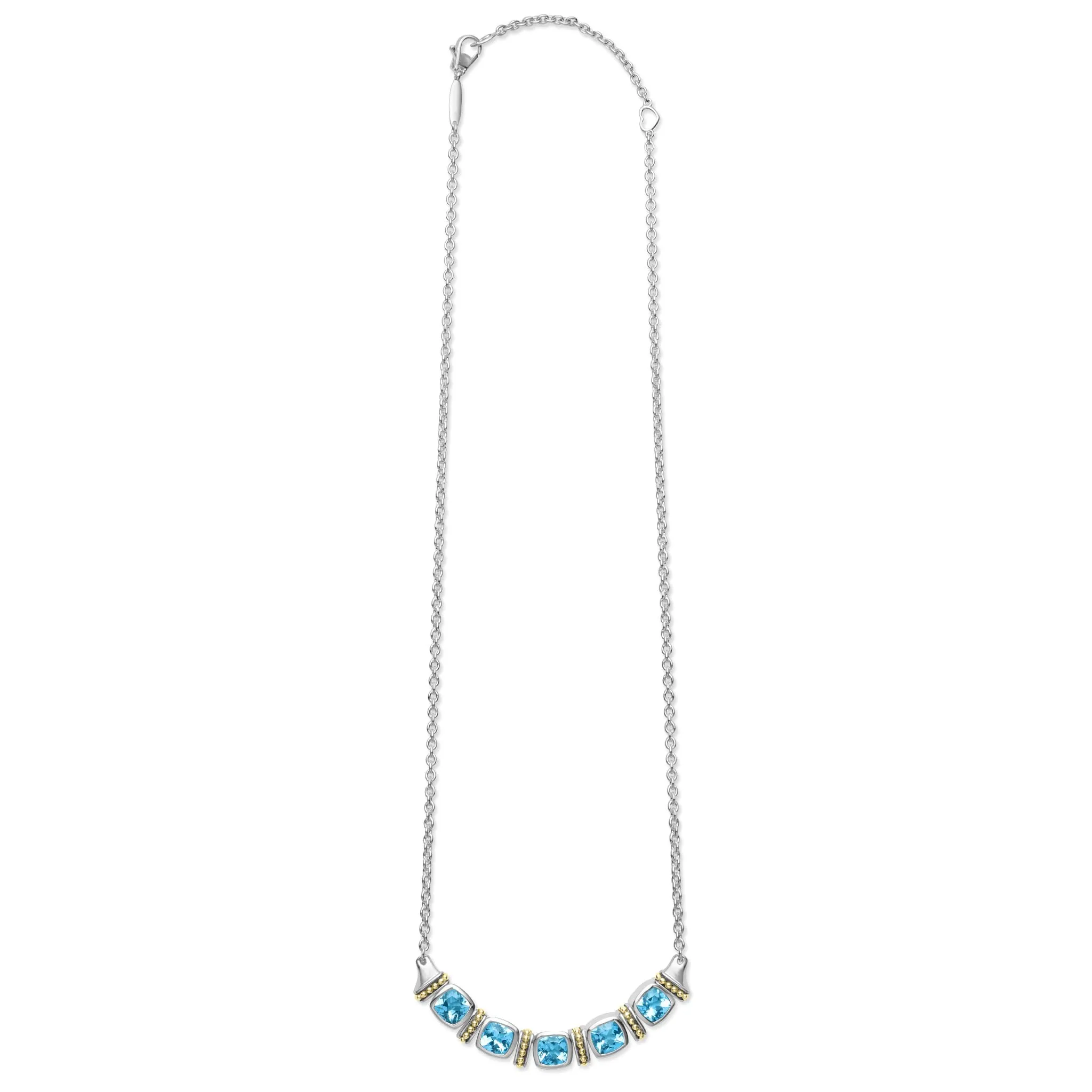 Five Station Swiss Blue Topaz Necklace