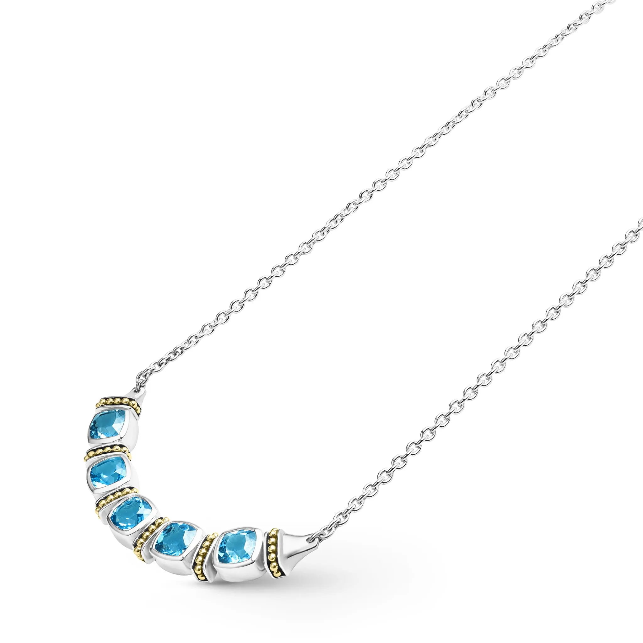 Five Station Swiss Blue Topaz Necklace