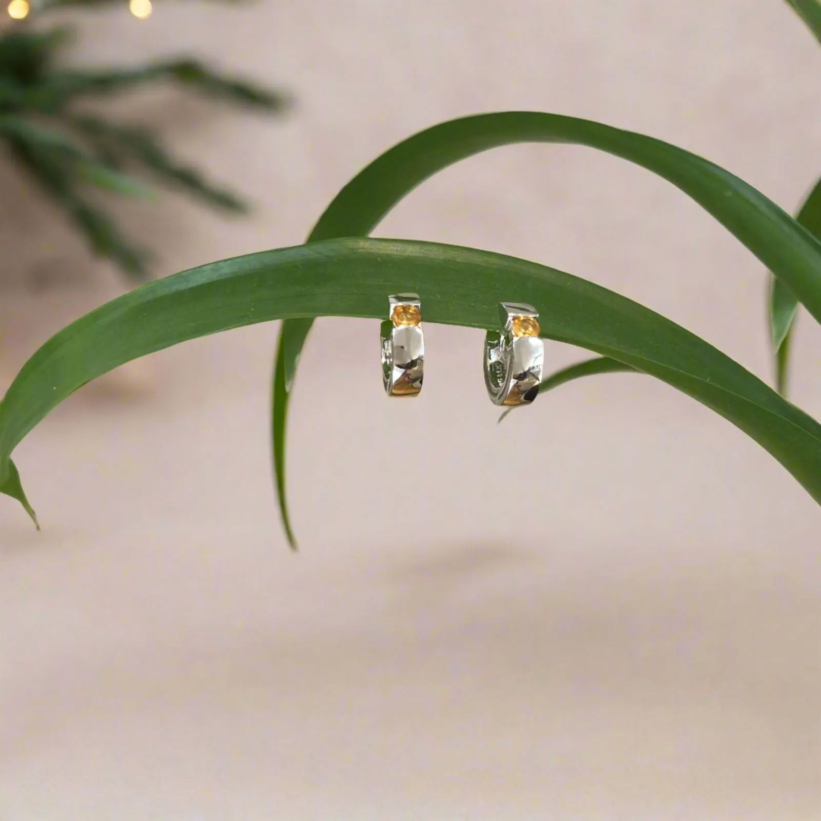 Gemstone Huggie Earrings