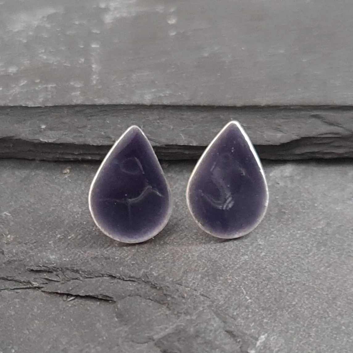 Geometric Enamelled Earrings in Sterling Silver