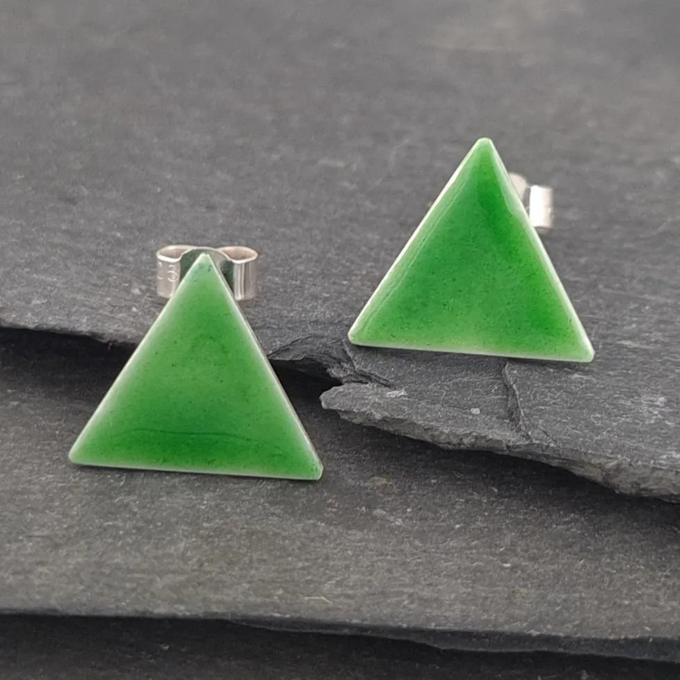 Geometric Enamelled Earrings in Sterling Silver