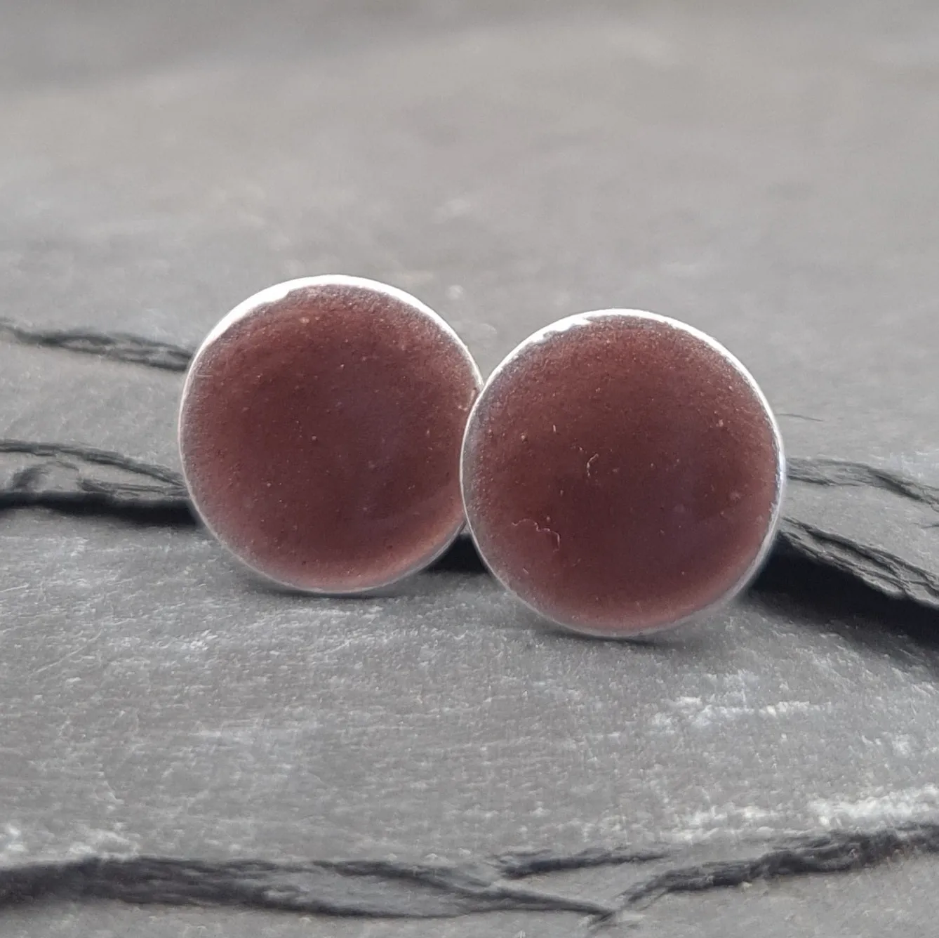 Geometric Enamelled Earrings in Sterling Silver