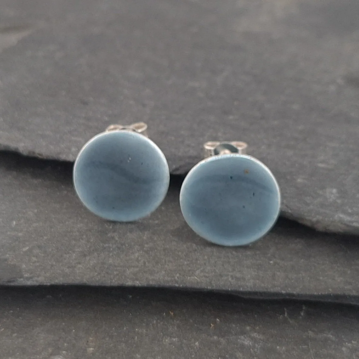 Geometric Enamelled Earrings in Sterling Silver