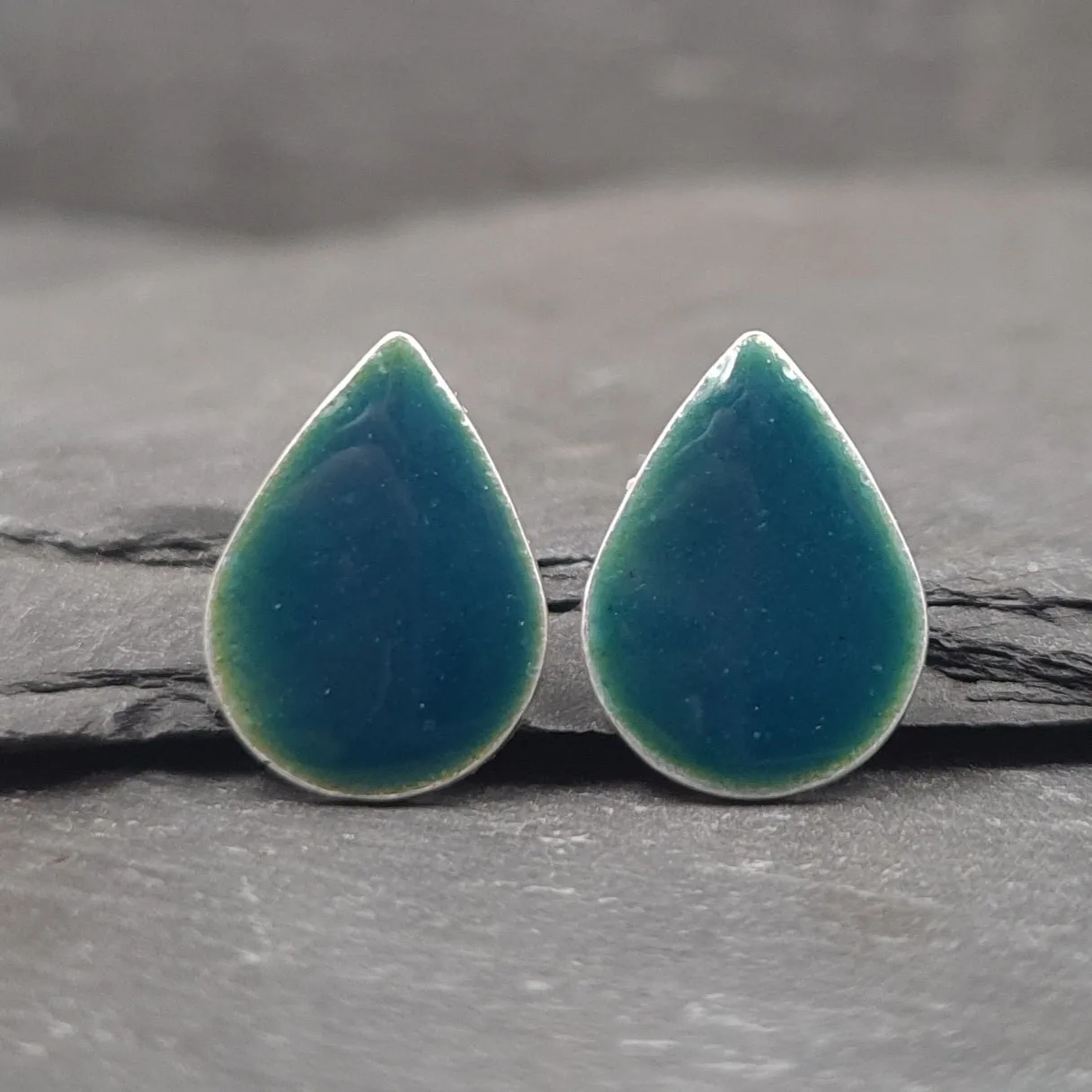 Geometric Enamelled Earrings in Sterling Silver