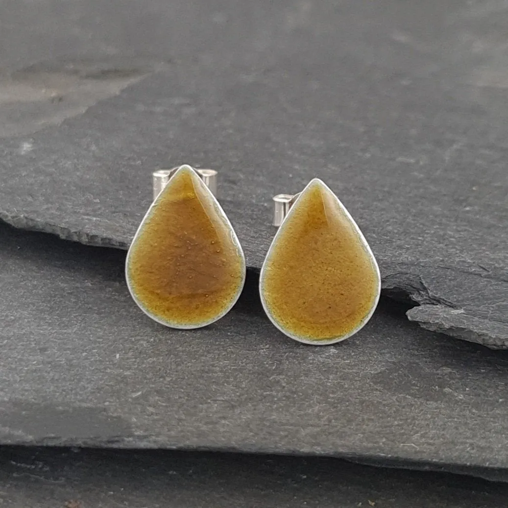 Geometric Enamelled Earrings in Sterling Silver