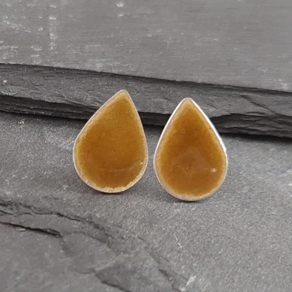 Geometric Enamelled Earrings in Sterling Silver