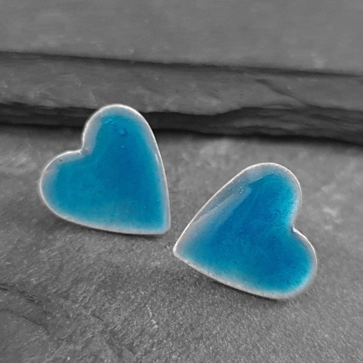Geometric Enamelled Earrings in Sterling Silver